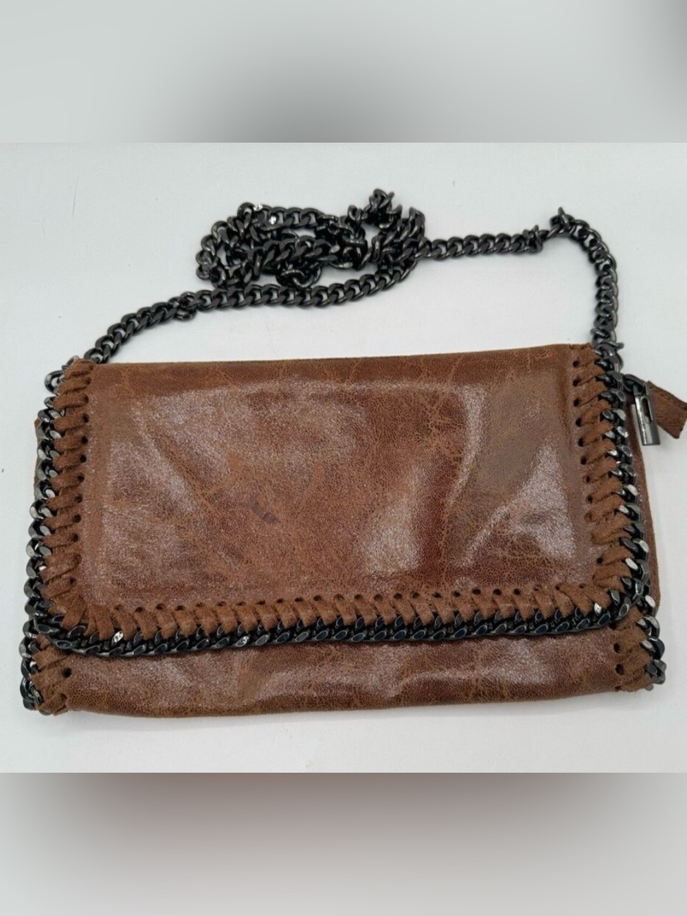 Italian designer BORSE IN PELLE Leather Crossbody Chain Bag - Picture 9 of 10